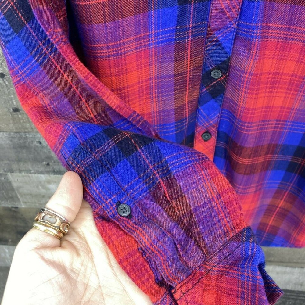 Gap Collared Plaid Button Down Top Shirt Size XS - Picture 3 of 6